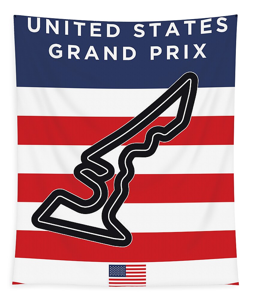 United States Of The Americas Elroy Tapestry featuring the digital art My United States Grand Prix Minimal Poster by Chungkong Art