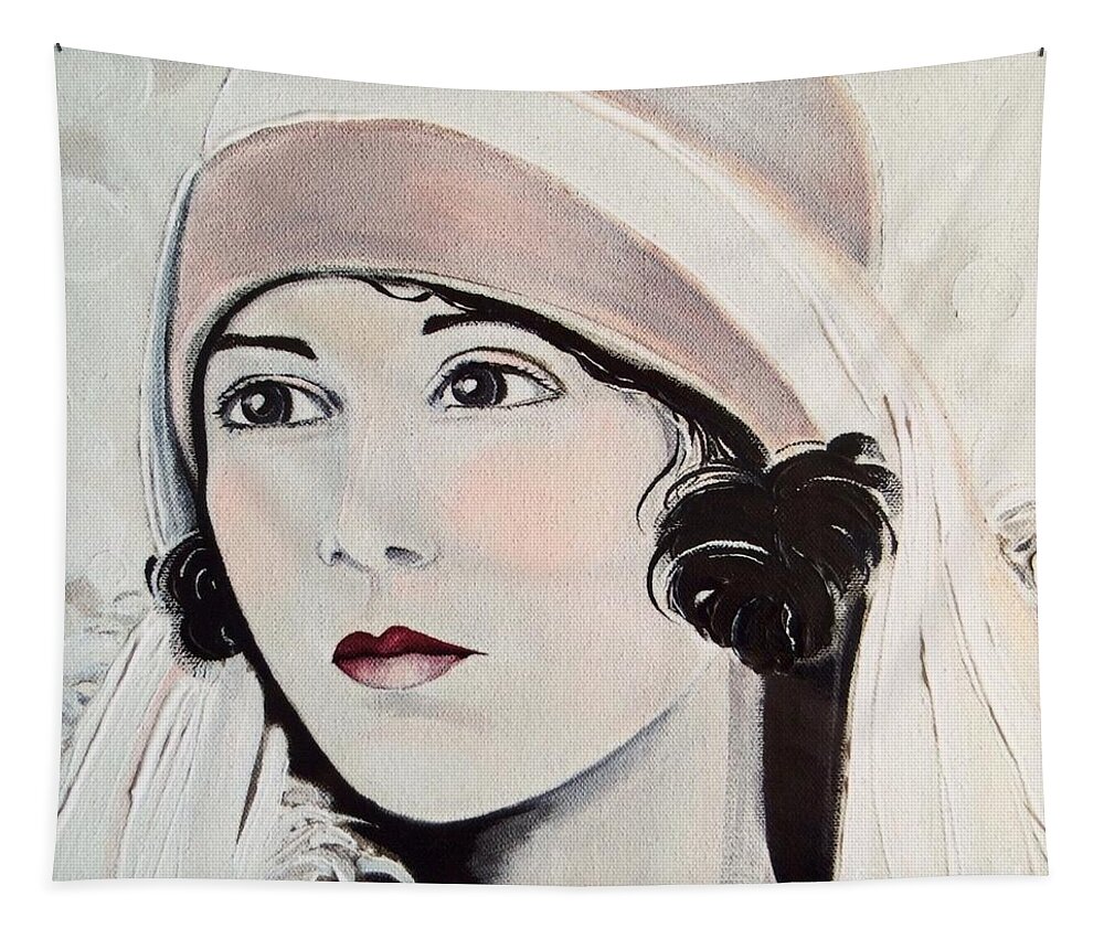 Flapper Tapestry featuring the painting Mysterious Beauty by Barbara Chase