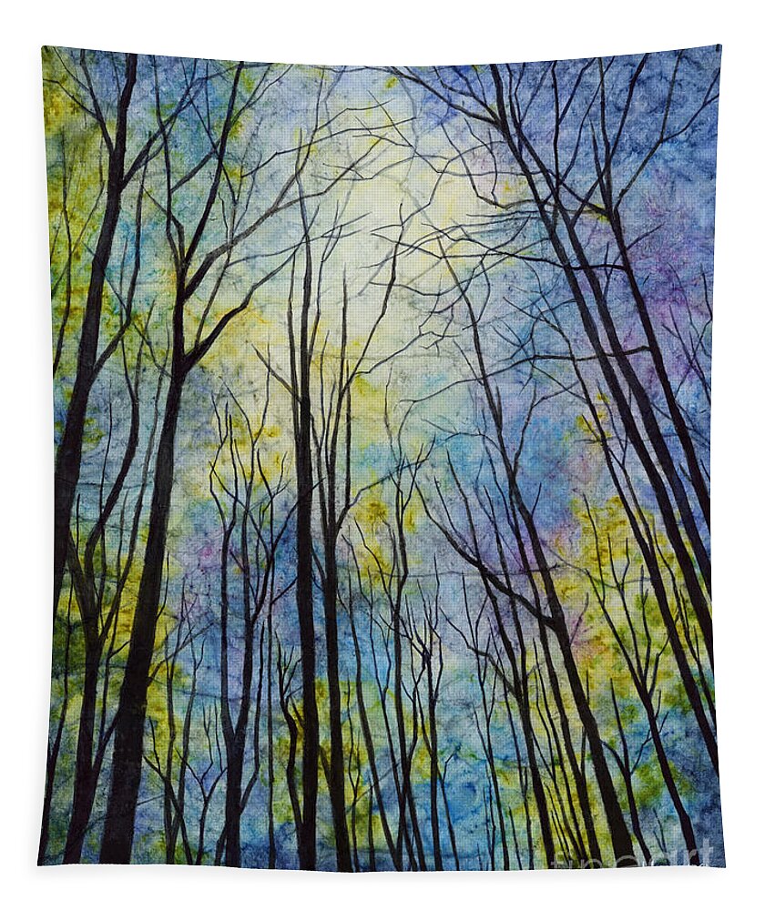 Mystic Tapestry featuring the painting Mystic Forest by Hailey E Herrera