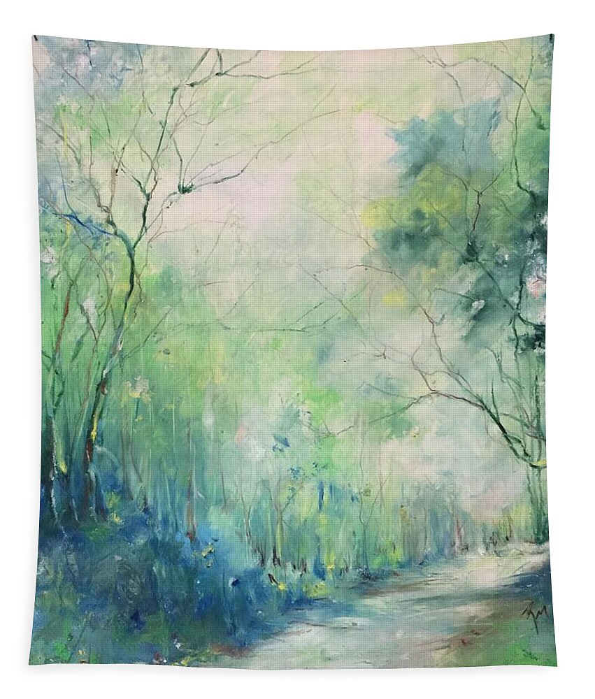  Tapestry featuring the painting Mystic Trail by Robin Miller-Bookhout