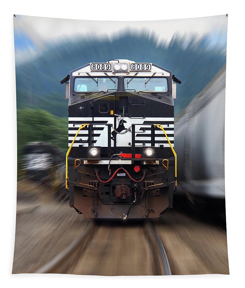 Railroad Tapestry featuring the photograph N S 8089 On The Move by Mike McGlothlen