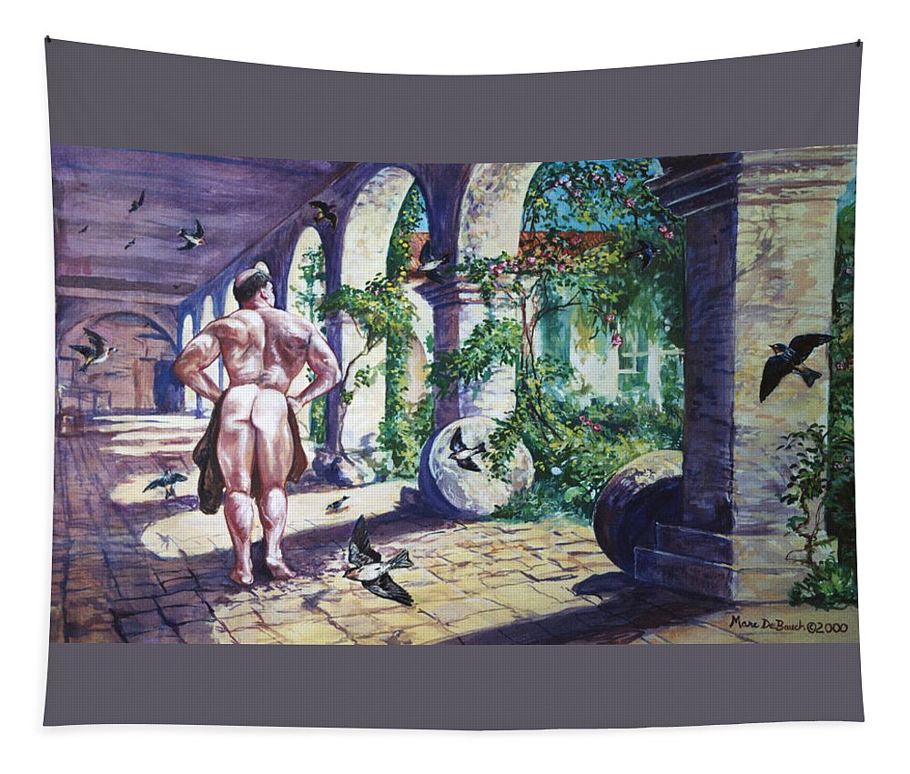 Cloisters Tapestry featuring the painting Naked in the Cloisters by Marc DeBauch