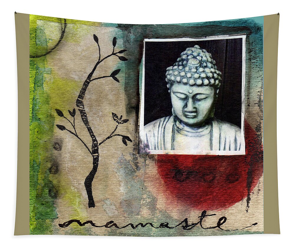 Buddha Tapestry featuring the painting Namaste Buddha by Linda Woods