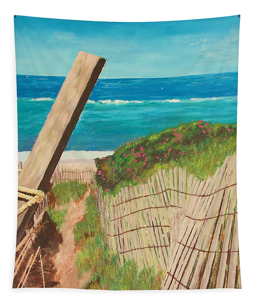 Path To A Nantucket Beach Tapestry featuring the painting Nantucket Dream by Cynthia Morgan