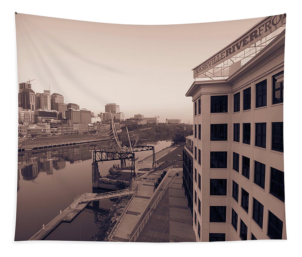 Nashville Tapestry featuring the photograph Nashville Monochrome Skyline by Gregory Ballos