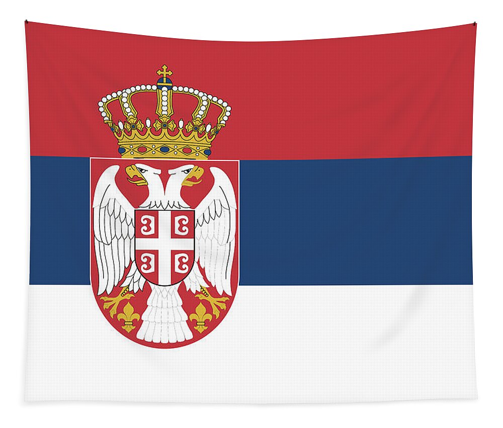 Music Cd Tapestry featuring the digital art National Flag of Serbia. by Roy Pedersen