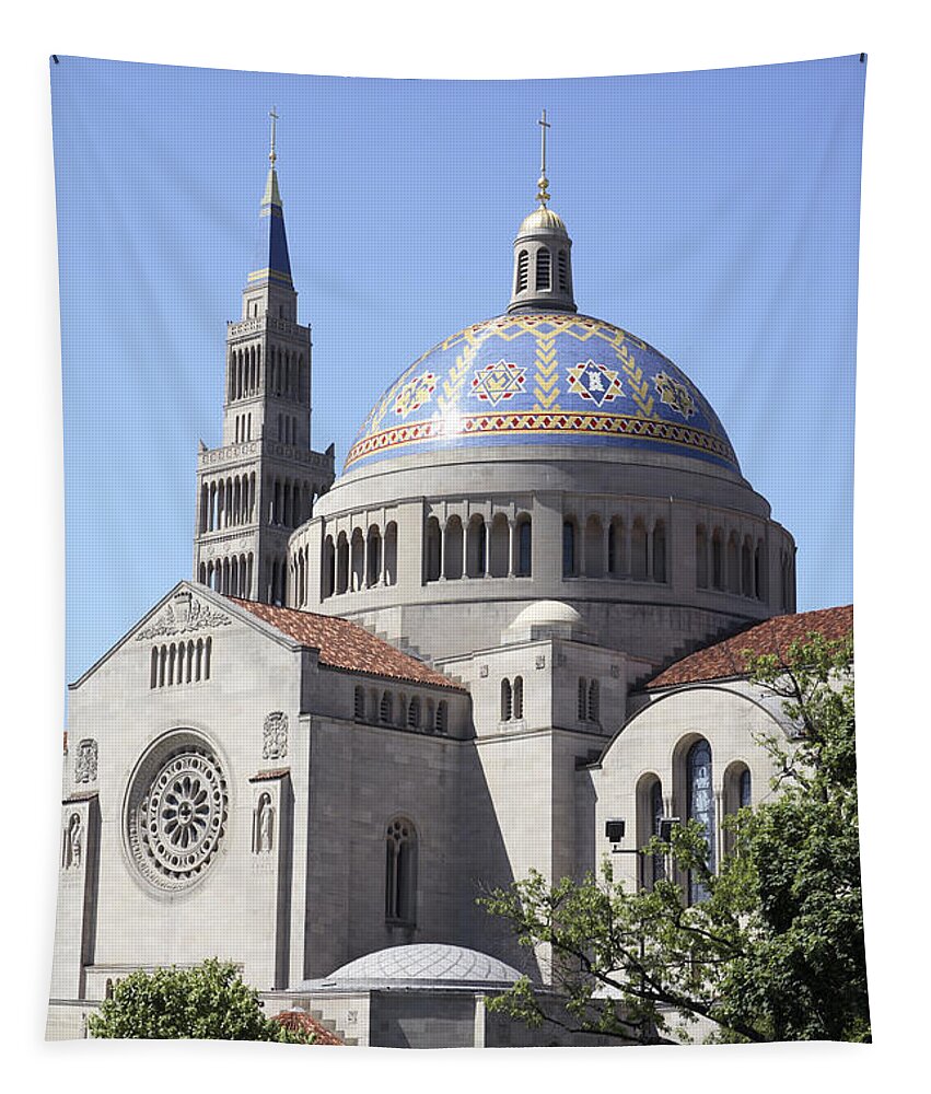  Architecture Tapestry featuring the photograph National Shrine of the Immaculate Conception by William Kuta