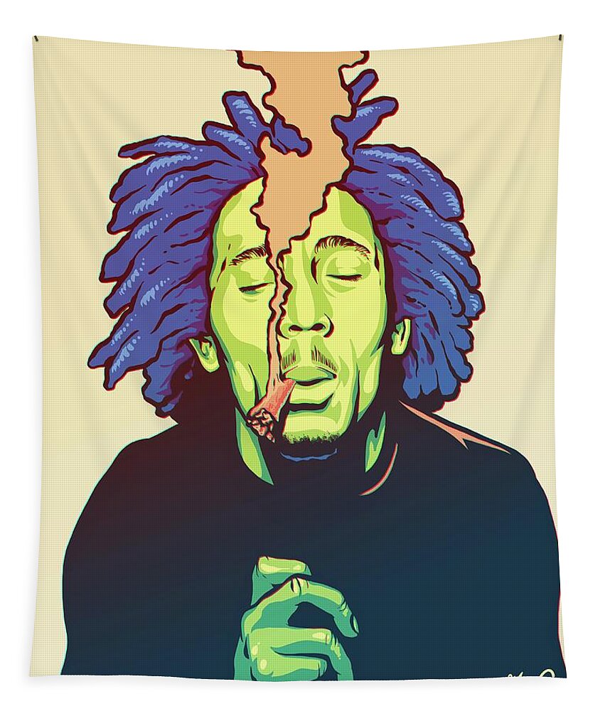 Bob Marley Tapestry featuring the drawing Natural Mystic by Miggs The Artist