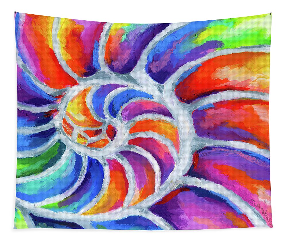 Nautilus Tapestry featuring the painting Nautilus Curves by Stephen Anderson