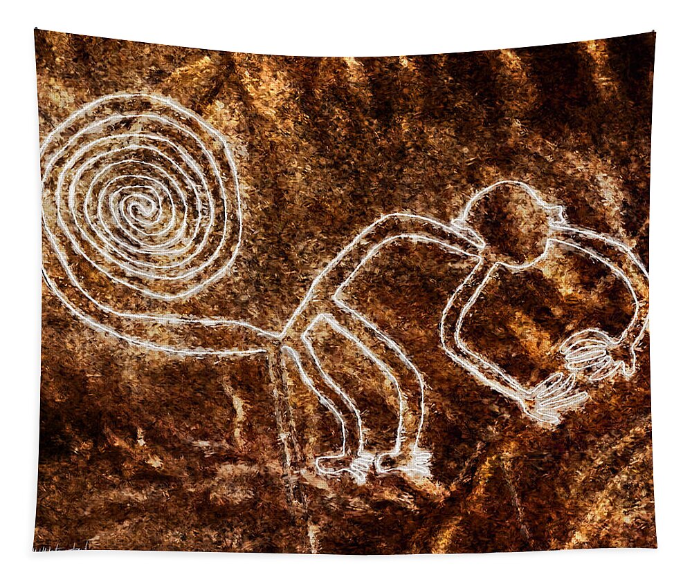 Nazca Monkey Tapestry featuring the painting Nazca Monkey by Weston Westmoreland