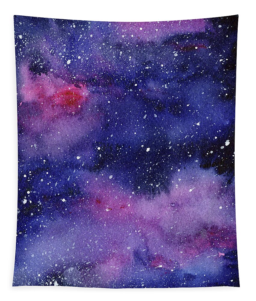 Nebula Tapestry featuring the painting Nebula Watercolor Galaxy by Olga Shvartsur