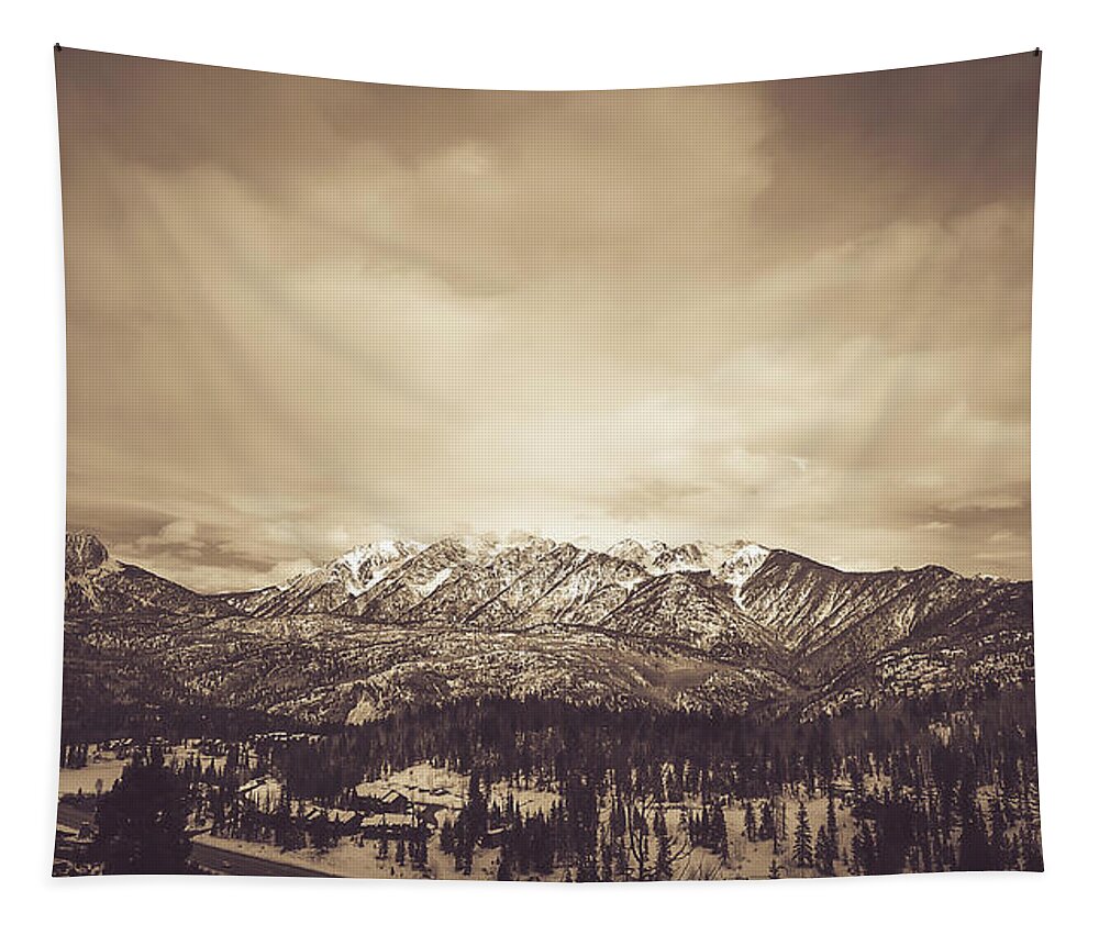 Aerial Tapestry featuring the photograph West Needle Mountain Nostalgic by Dennis Dempsie