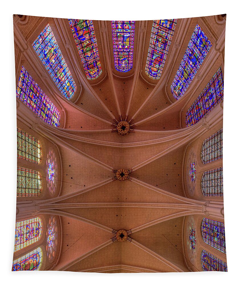 Nef Tapestry featuring the photograph Nef de la cathedrale de Chartres - France by Jean-Pierre Ducondi