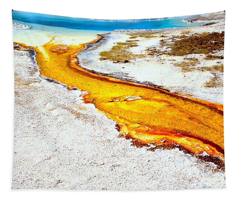 Yellowstone Tapestry featuring the photograph Neon Yellow Stream by Adam Jewell
