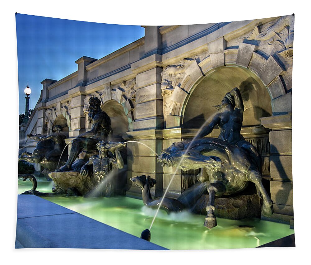 Neptune Fountain Tapestry featuring the photograph Neptune Fountain by Greg and Chrystal Mimbs