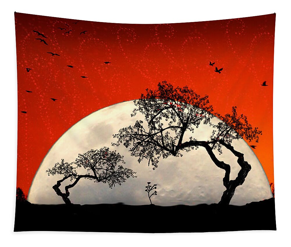 Moon Tapestry featuring the digital art New Growth New Hope by Holly Kempe