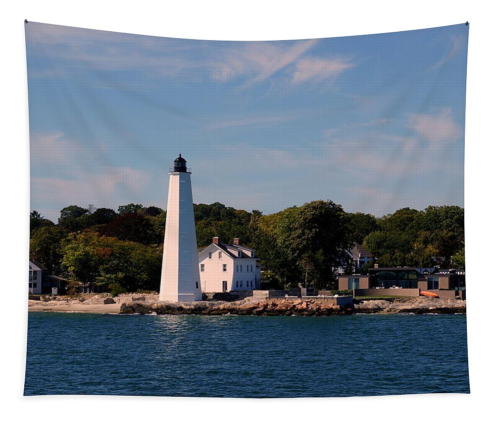 Lighthouse Tapestry featuring the photograph New London Lighthouse by Beth Collins