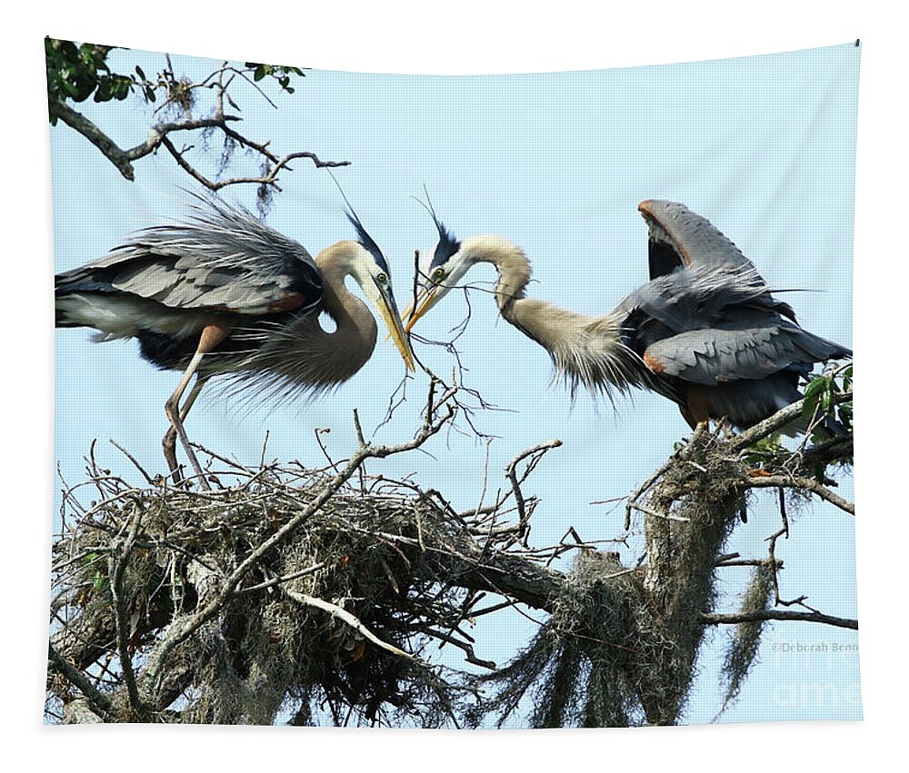 Heron Tapestry featuring the photograph New Twig by Deborah Benoit