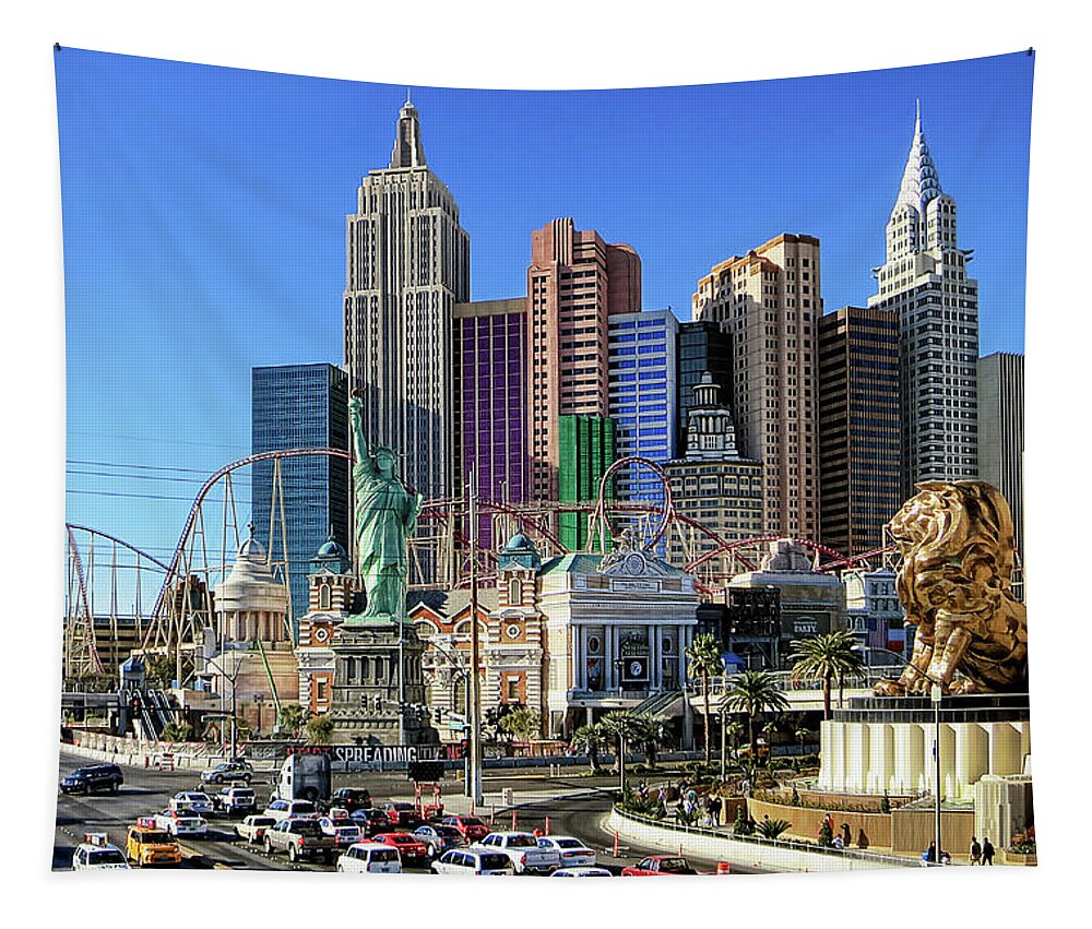 Las Vegas Tapestry featuring the photograph New York, New York by Tatiana Travelways