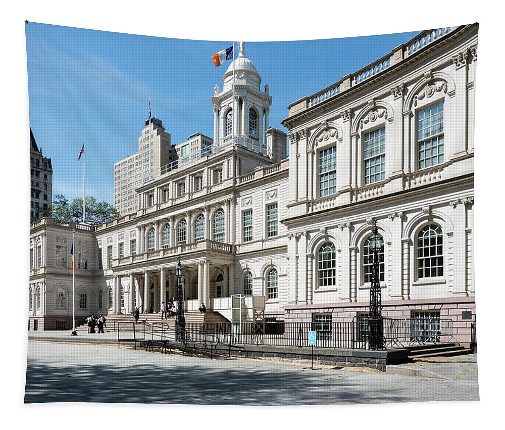 New York City Tapestry featuring the photograph New York City Hall by Robert VanDerWal