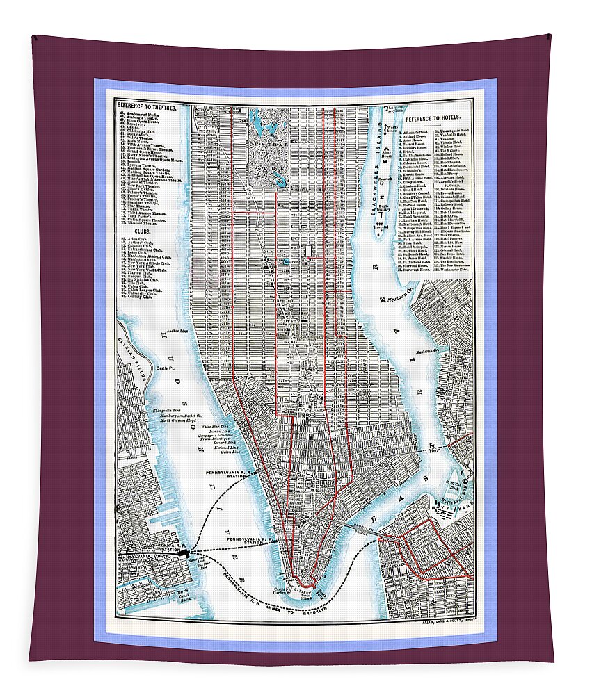 New York Tapestry featuring the photograph New York City Points of Interest in 1892 by Phil Cardamone