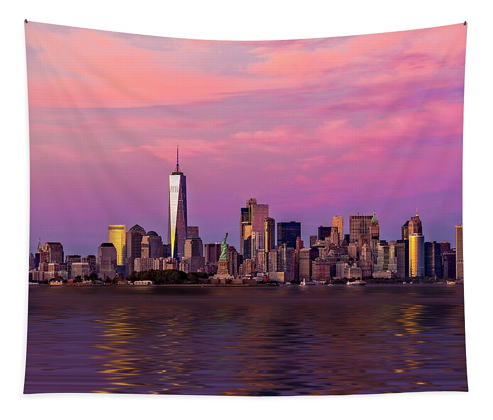 World Trade Center Tapestry featuring the photograph New York City NYC Landmarks by Susan Candelario