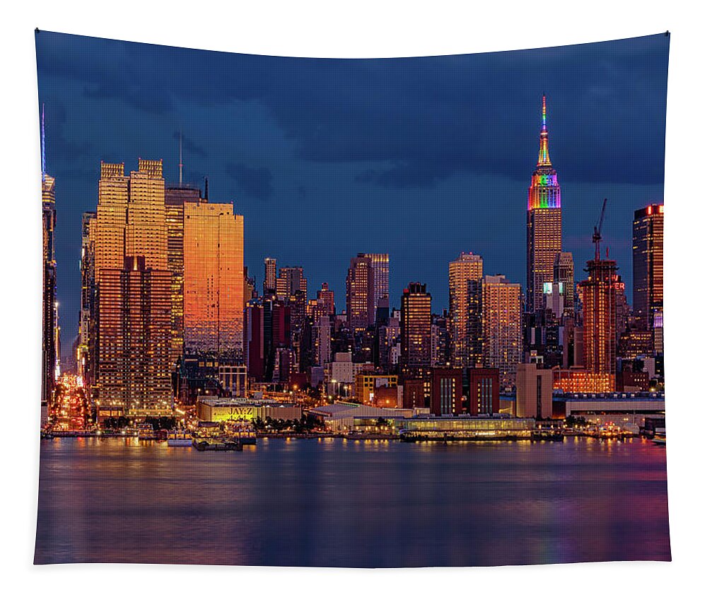 New York City Skyline Tapestry featuring the photograph New York City Skyline Pride by Susan Candelario