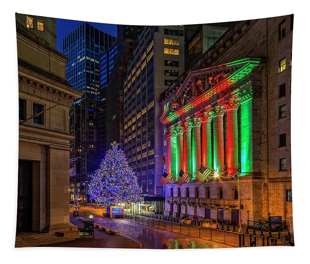 Wall Street Tapestry featuring the photograph New York City Stock Exchange Wall Street NYSE by Susan Candelario