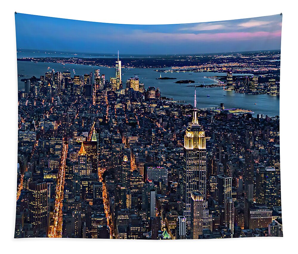Aerial View Tapestry featuring the photograph New York City View From The Sky by Susan Candelario