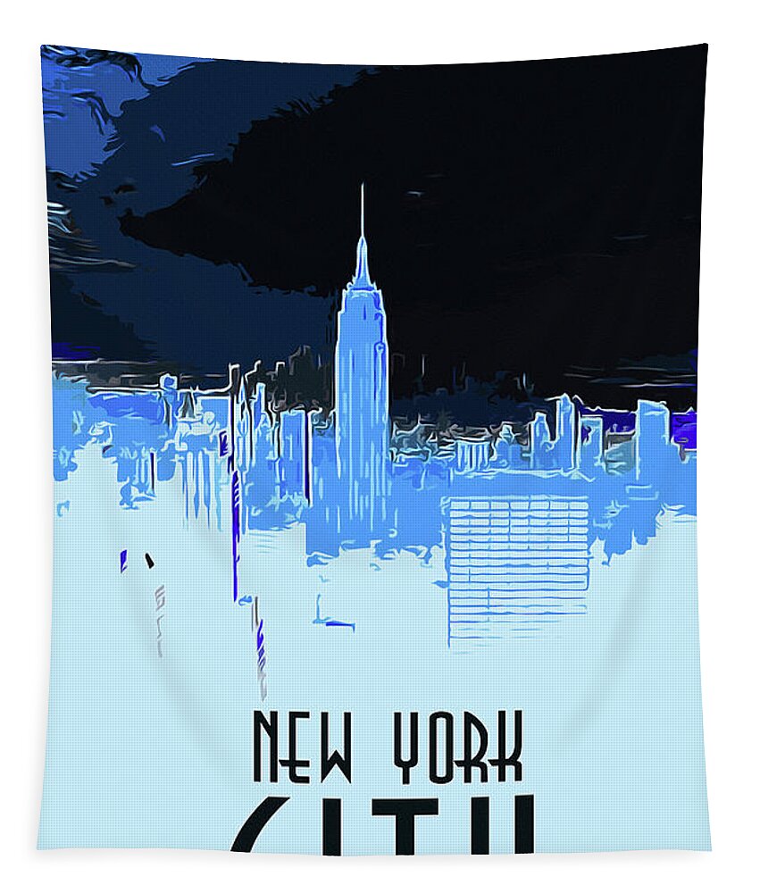 New York City Tapestry featuring the painting New York City X Ray by AM FineArtPrints