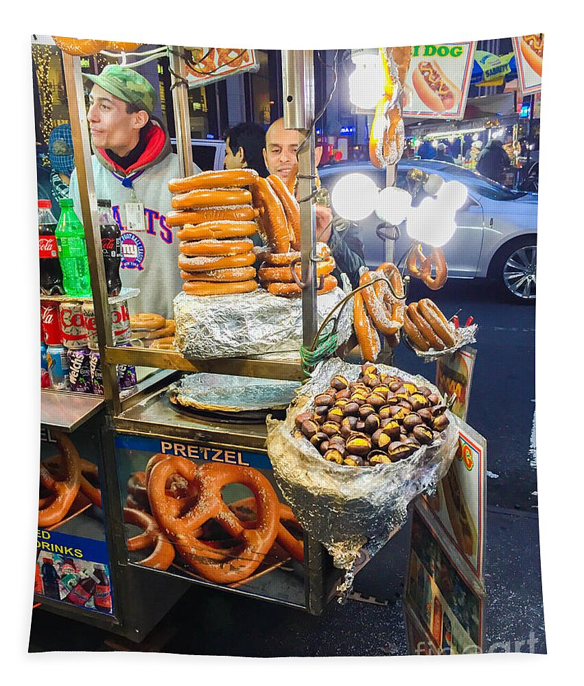 Chestnuts Tapestry featuring the photograph New York Street Vendor by Thomas Marchessault