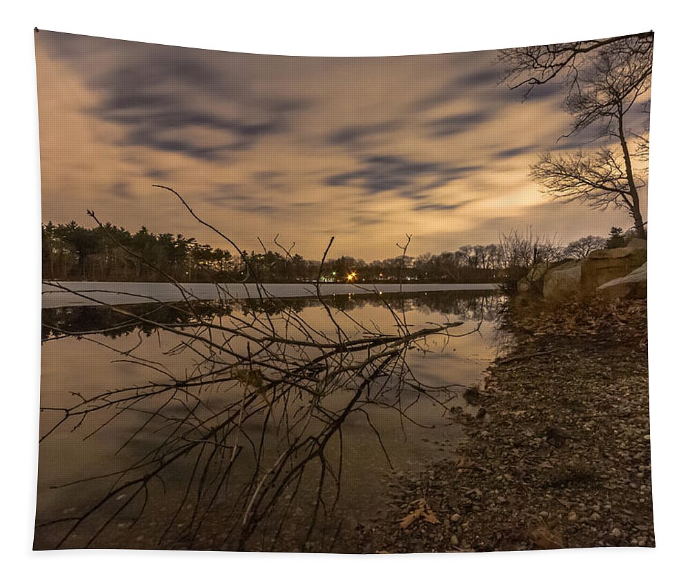 New England Tapestry featuring the photograph Night at Houghtons Pond by Brian MacLean