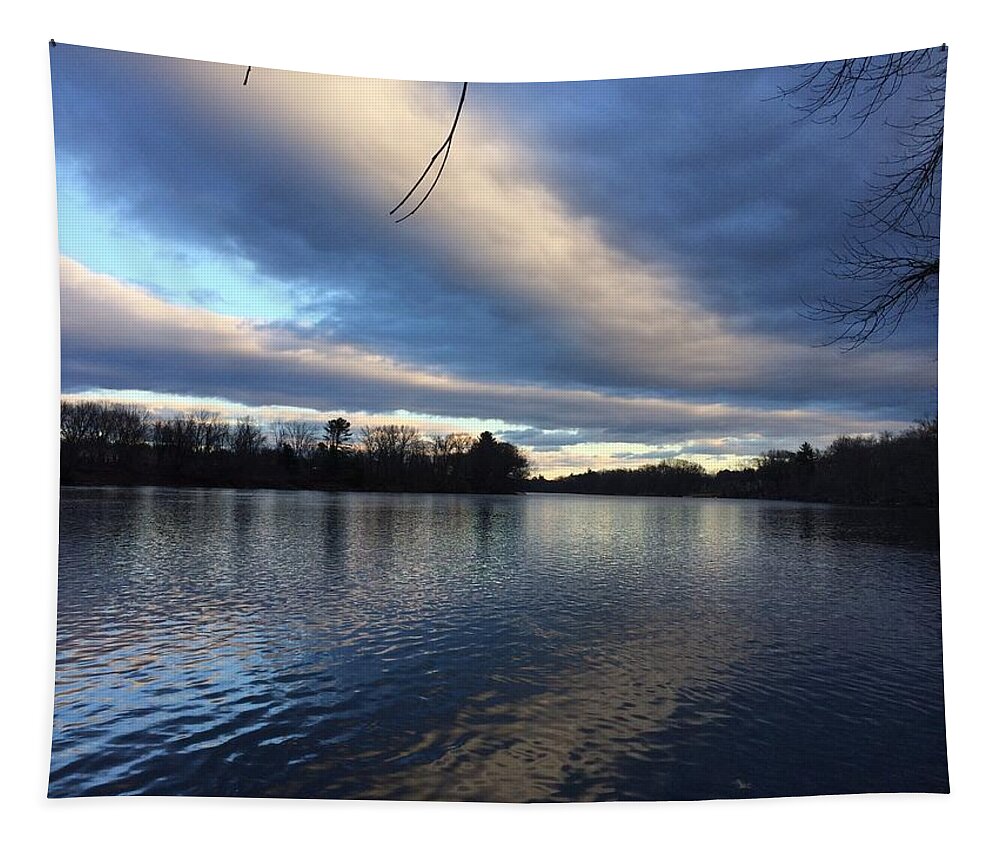River Tapestry featuring the photograph Night Comes to The Nashua River by Anjel B Hartwell