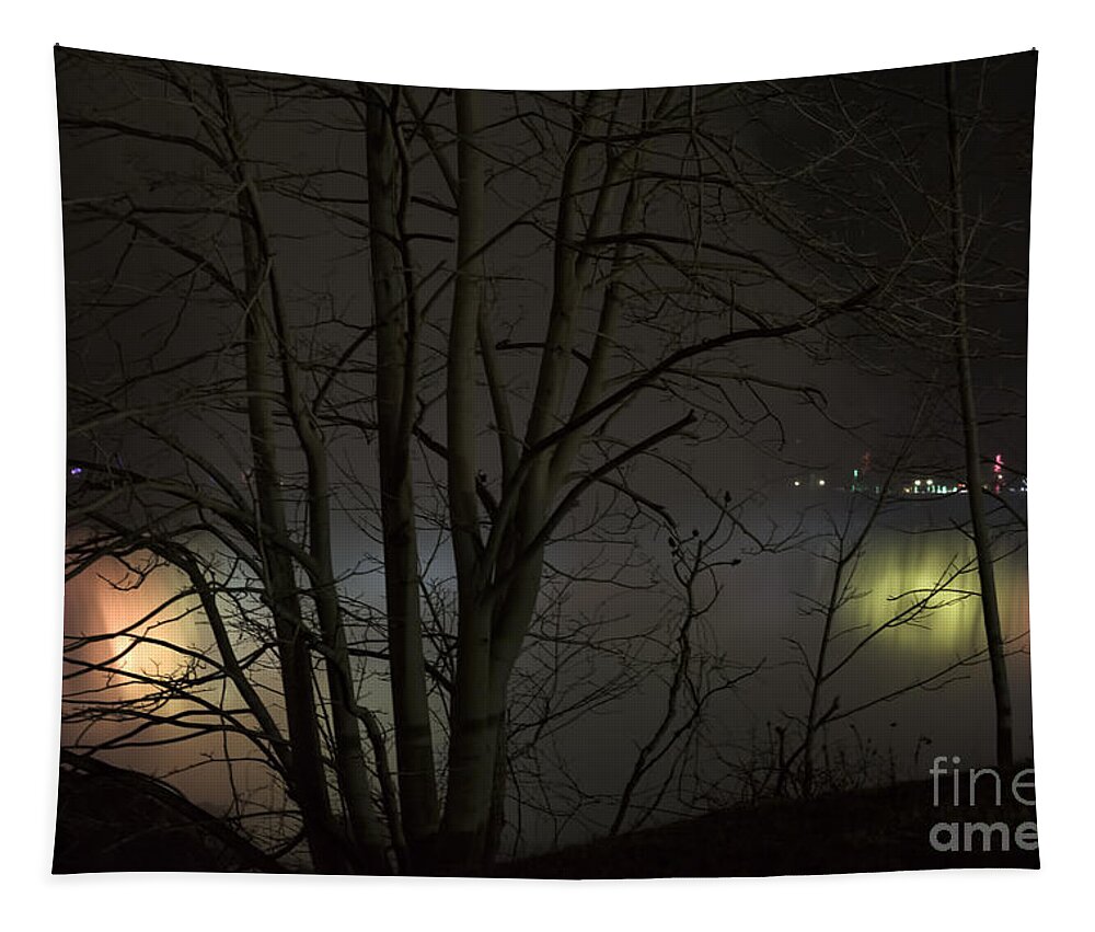 Niagara Tapestry featuring the photograph Night Falls by Judy Wolinsky