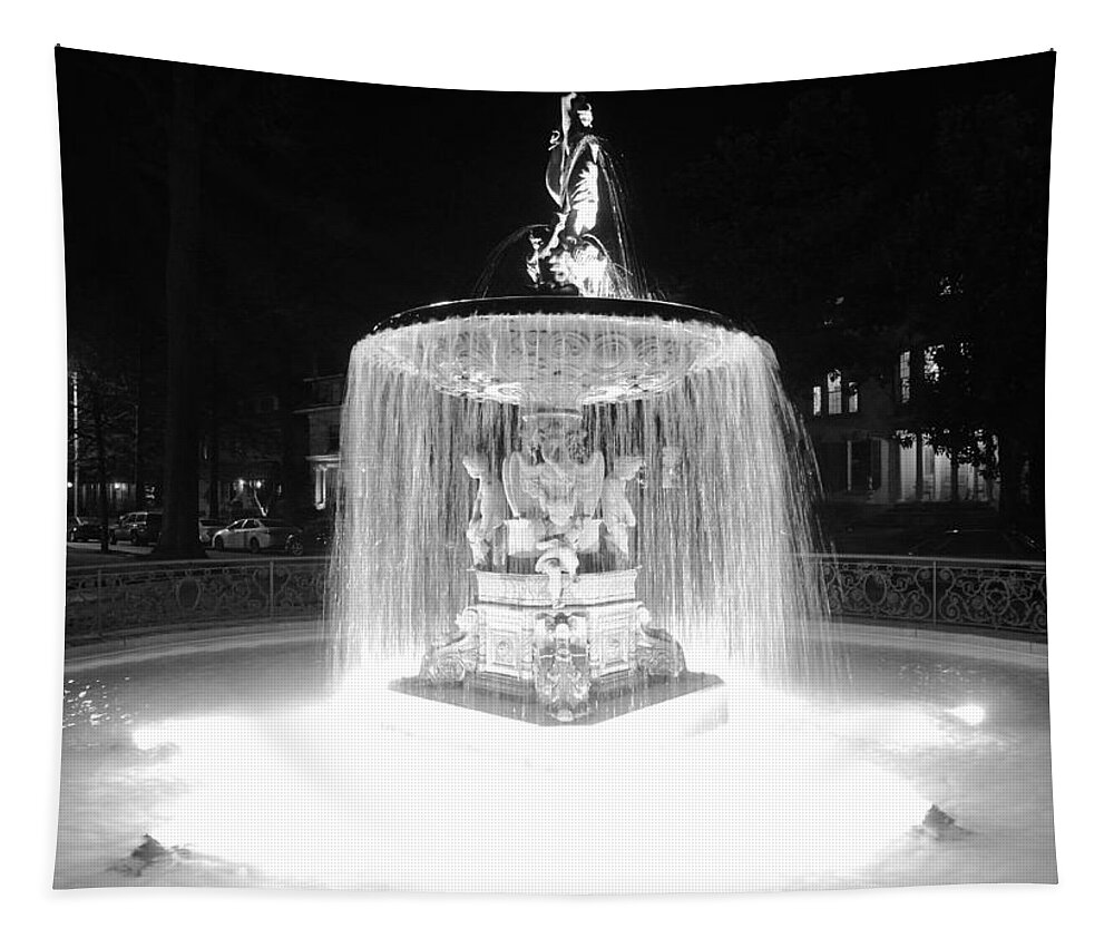 Fountain Tapestry featuring the photograph Night Fountain by Christopher Brown