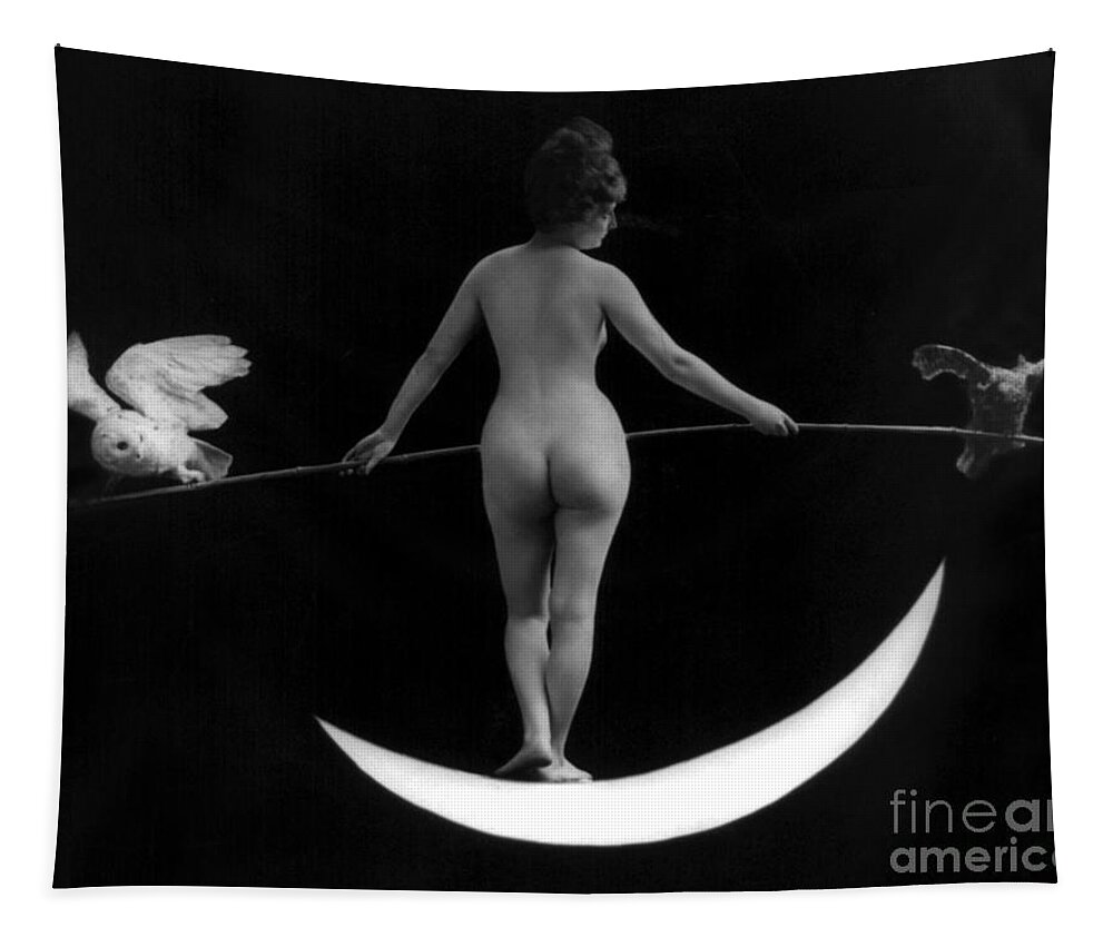 Erotica Tapestry featuring the photograph Night, Nude Model, 1895 by Science Source