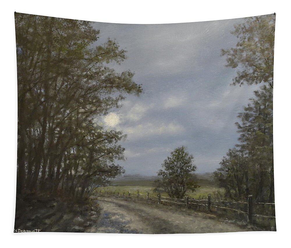 Moonlight Tapestry featuring the painting Night Road # 2 by Kathleen McDermott