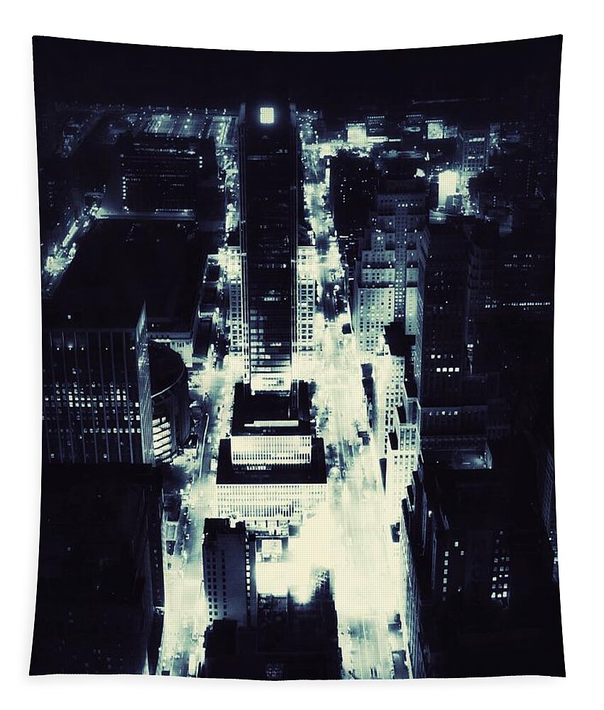 New York City Skyline Tapestry featuring the photograph Blue Pill by HELGE Art Gallery