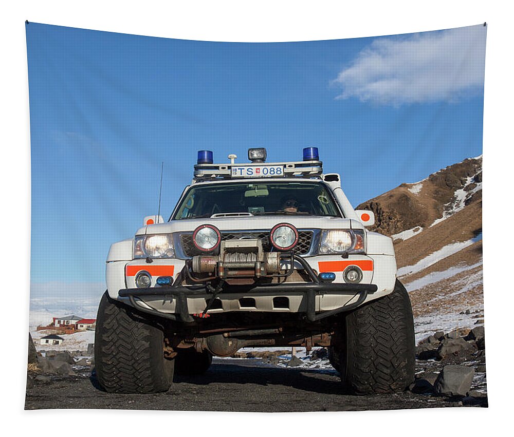 Four-wheel Drive Tapestry featuring the photograph Nissan Patrol Iceland by Arterra Picture Library
