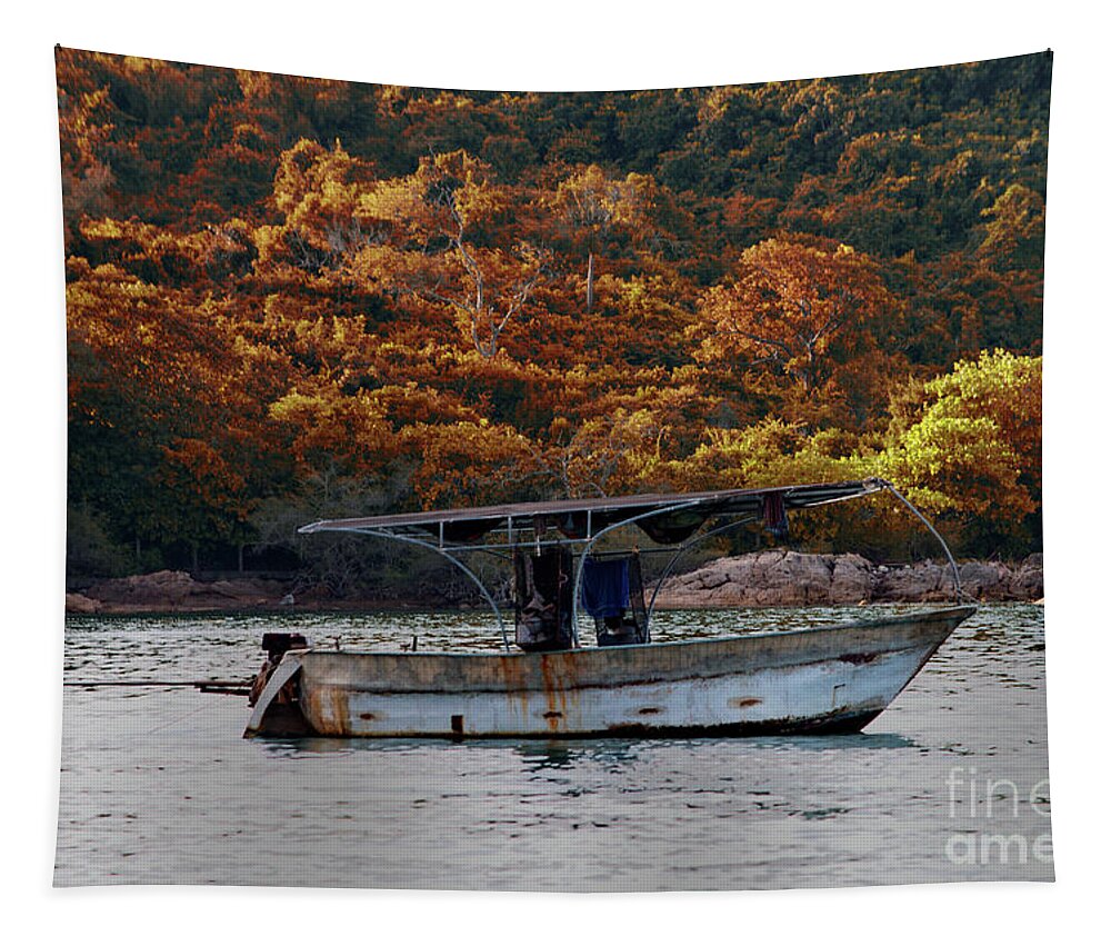Michelle Meenawong Tapestry featuring the photograph No Fishing Today by Michelle Meenawong