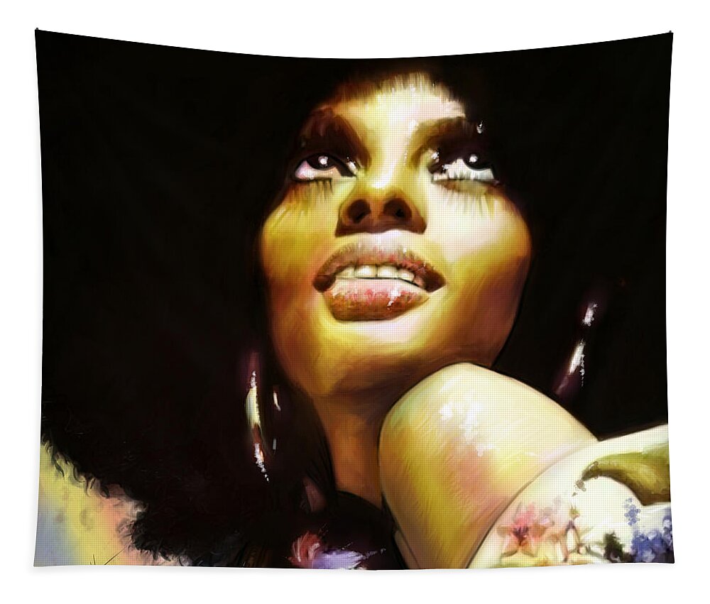 Diana Ross Tapestry featuring the painting No Mountain High Enough by Mark Tonelli