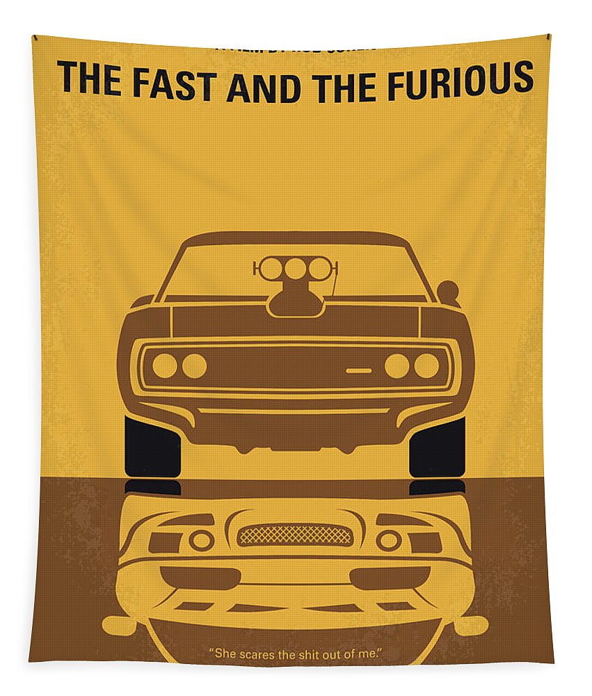 The Fast And The Furious Tapestry featuring the digital art No207 My The Fast and the Furious minimal movie poster by Chungkong Art