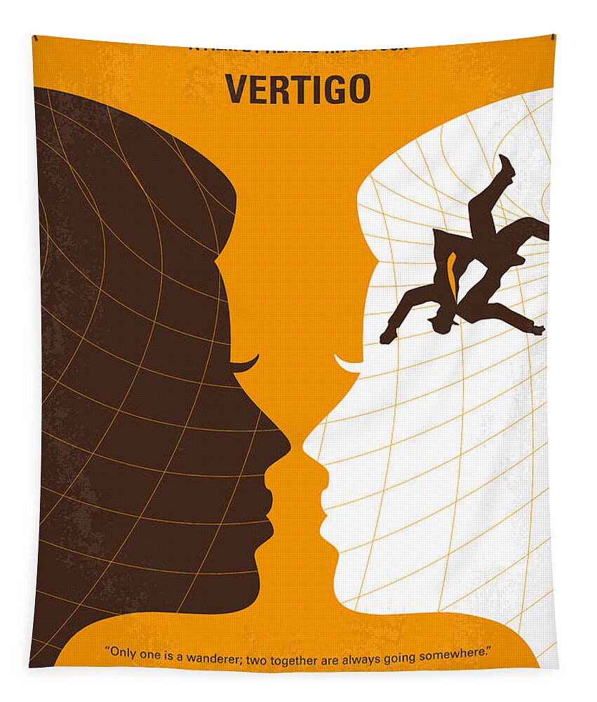 Vertigo Tapestry featuring the digital art No510 My Vertigo minimal movie poster by Chungkong Art