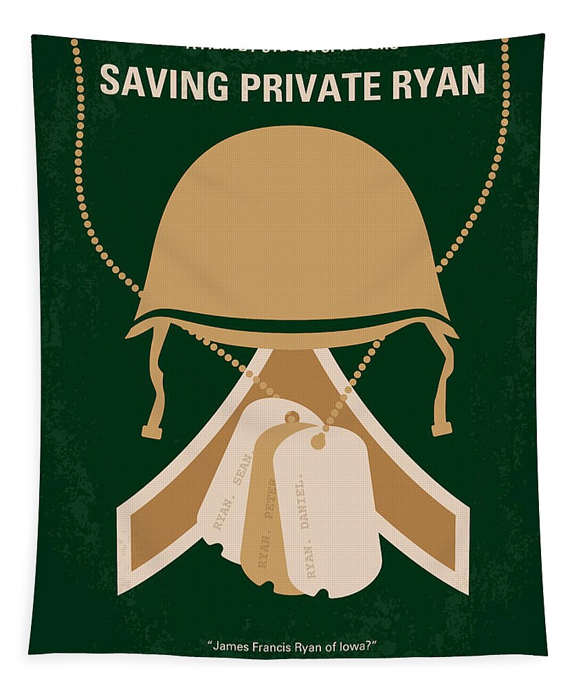 Saving Private Ryan Tapestry featuring the digital art No520 My Saving Private Ryan minimal movie poster by Chungkong Art