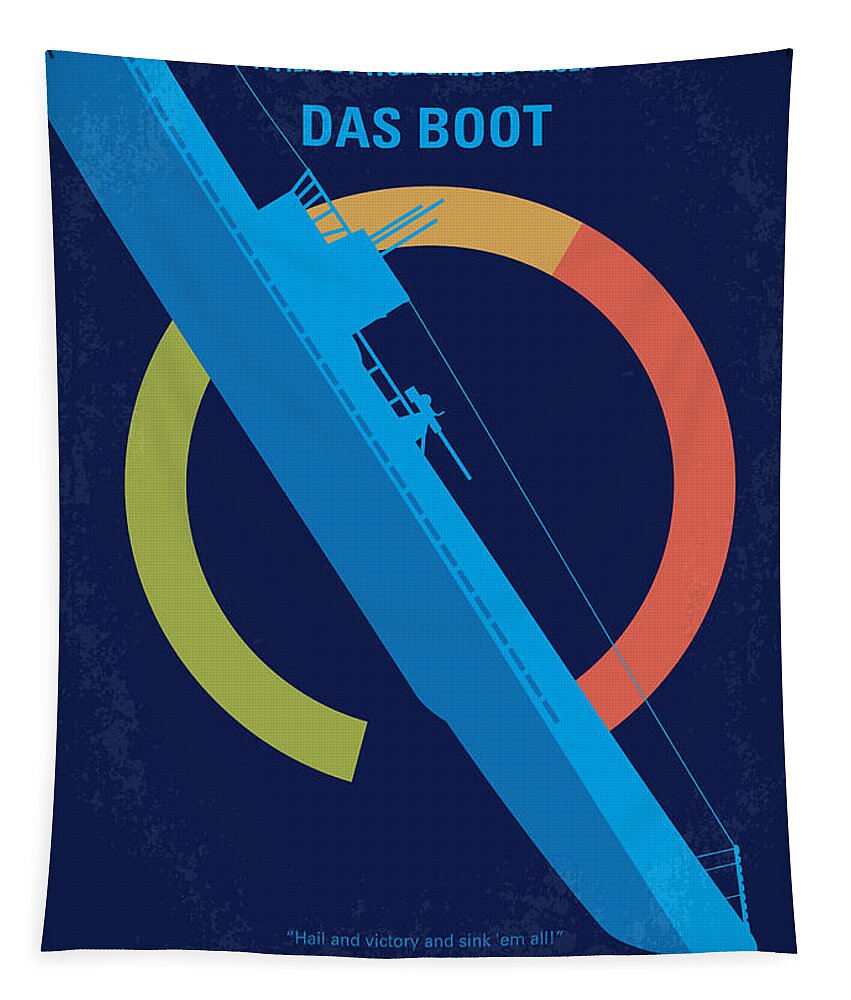 Das Boot Tapestry featuring the digital art No553 My Das Boot minimal movie poster by Chungkong Art