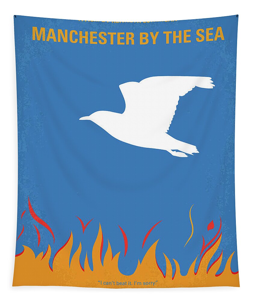 Manchester Tapestry featuring the digital art No753 My Manchester by the Sea minimal movie poster by Chungkong Art