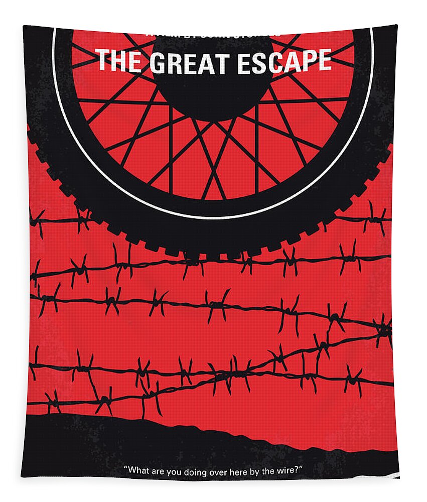 The Great Escape Tapestry featuring the digital art No958 My The Great Escape minimal movie poster by Chungkong Art
