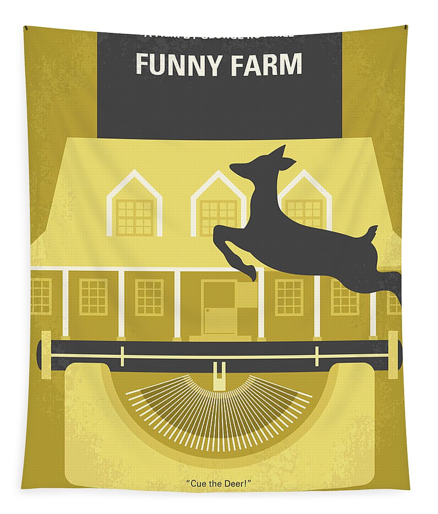 Funny Farm Tapestry featuring the digital art No959 My Funny Farm minimal movie poster by Chungkong Art