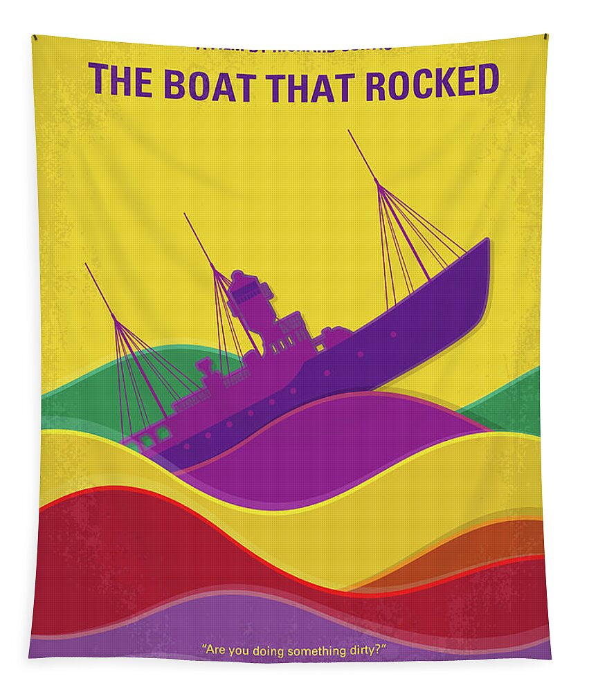 The Boat That Rocked Tapestry featuring the digital art No961 My The boat that rocked minimal movie poster by Chungkong Art