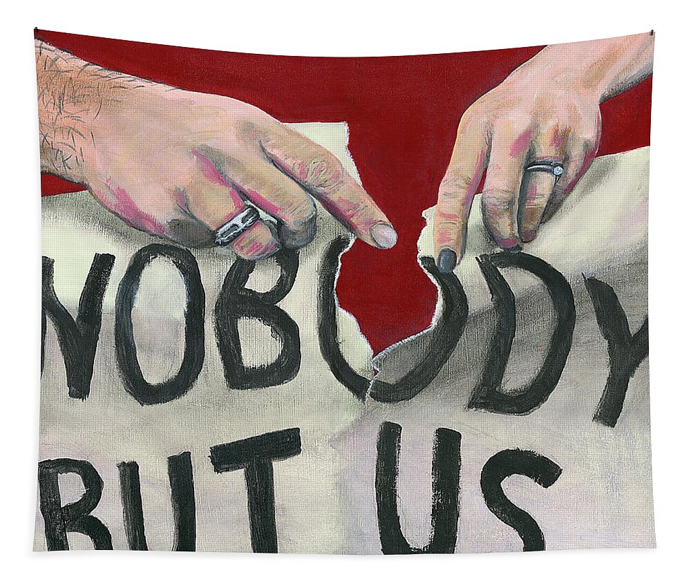 Hands Tapestry featuring the painting Nobody But Us by Matthew Mezo
